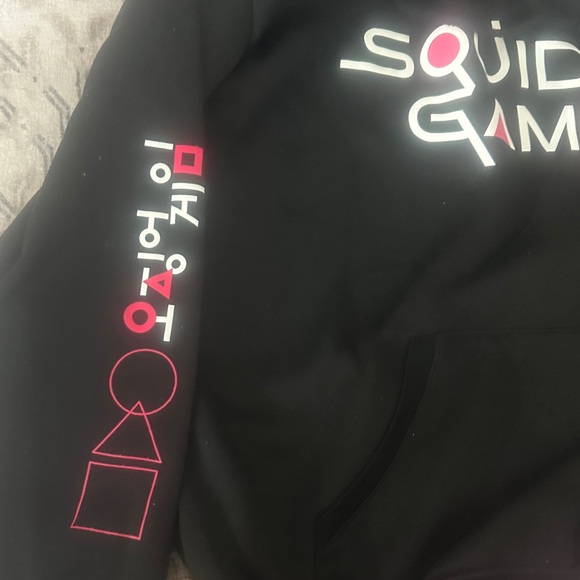 Black Squid Game Korean Title Logo Pullover Hoodie - Picture 4 of 5